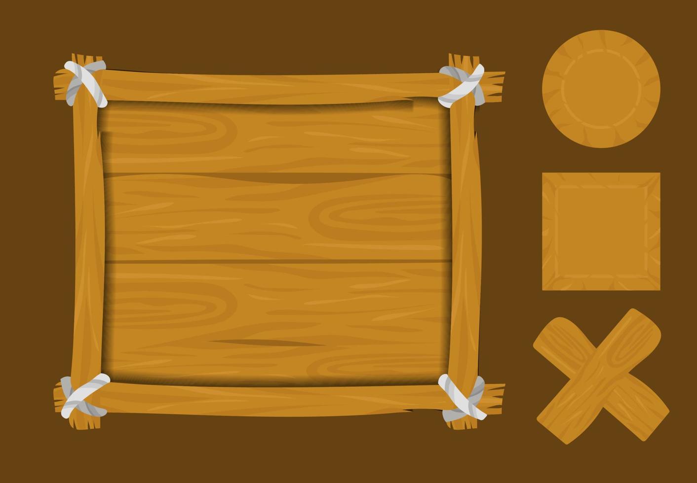 Wood template game ui vector illustration, concept simple design menu