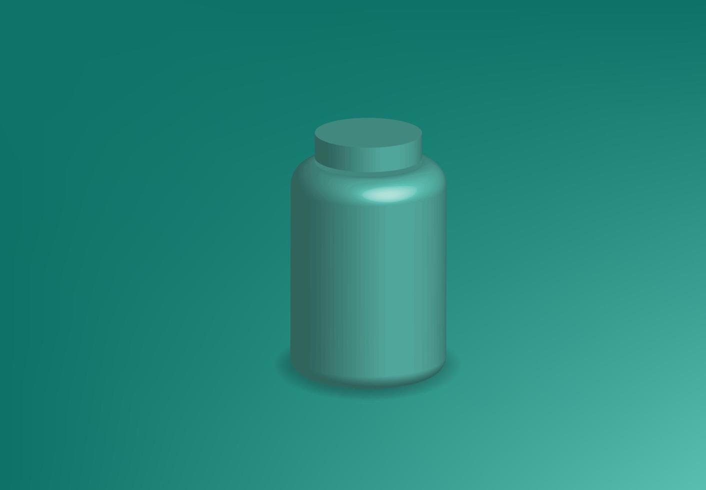 botella 3d vector realista, ilustración fondo limpio producto médico signo aislado, paquete de farmacia icono en blanco médico saludable