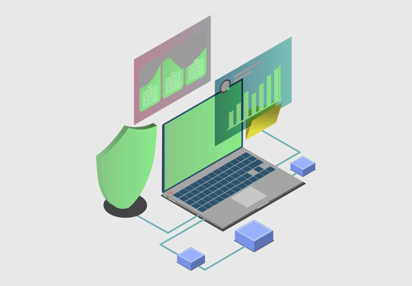 Isometric security data system illustration, technology protection ...