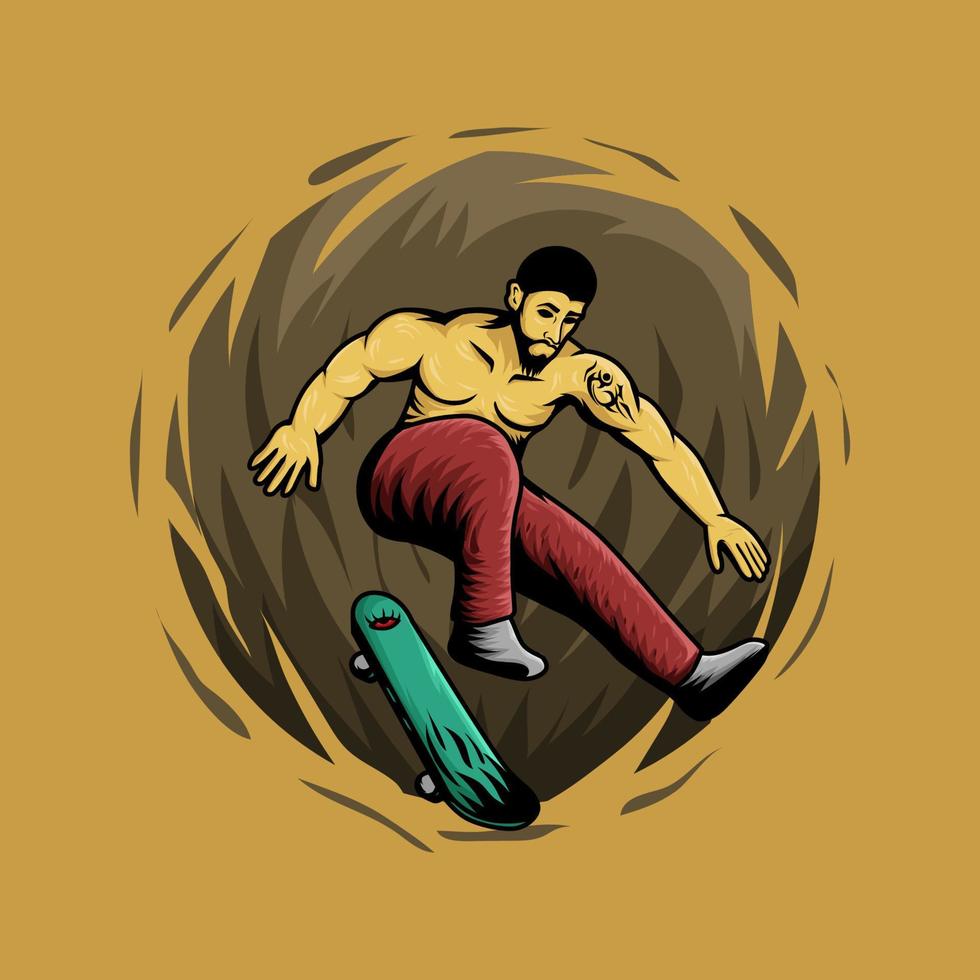 Young people boy skateboarding in park , vector tshirt concept simple custom , action holiday weekand person streer jump