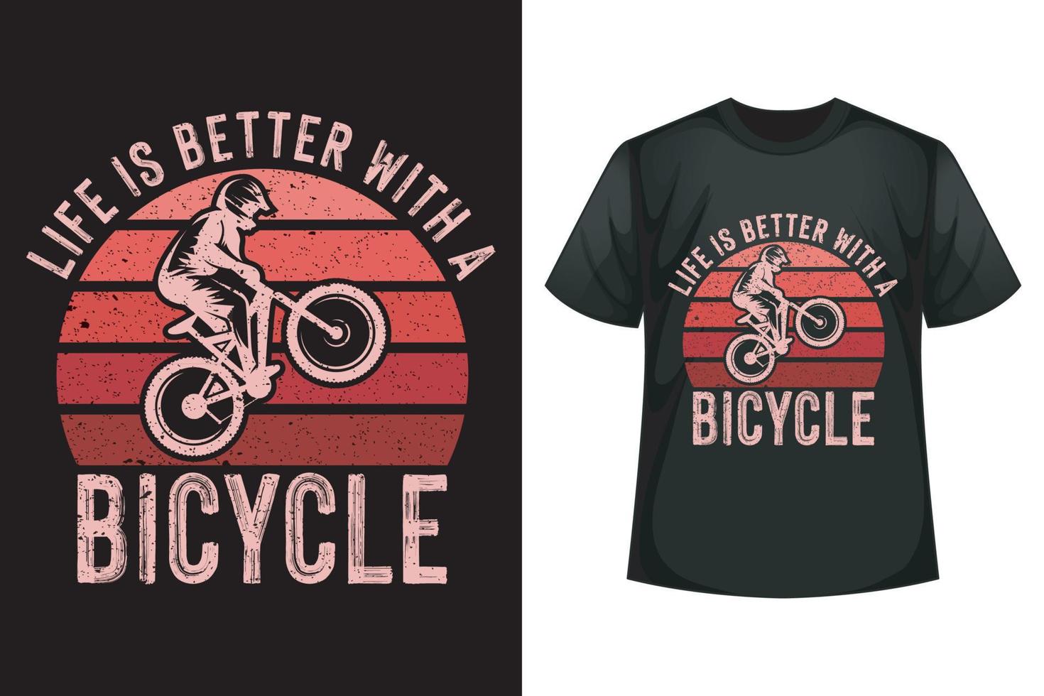 la vida es mejor con una bicicleta - plantilla de diseño de camiseta de equitación vector