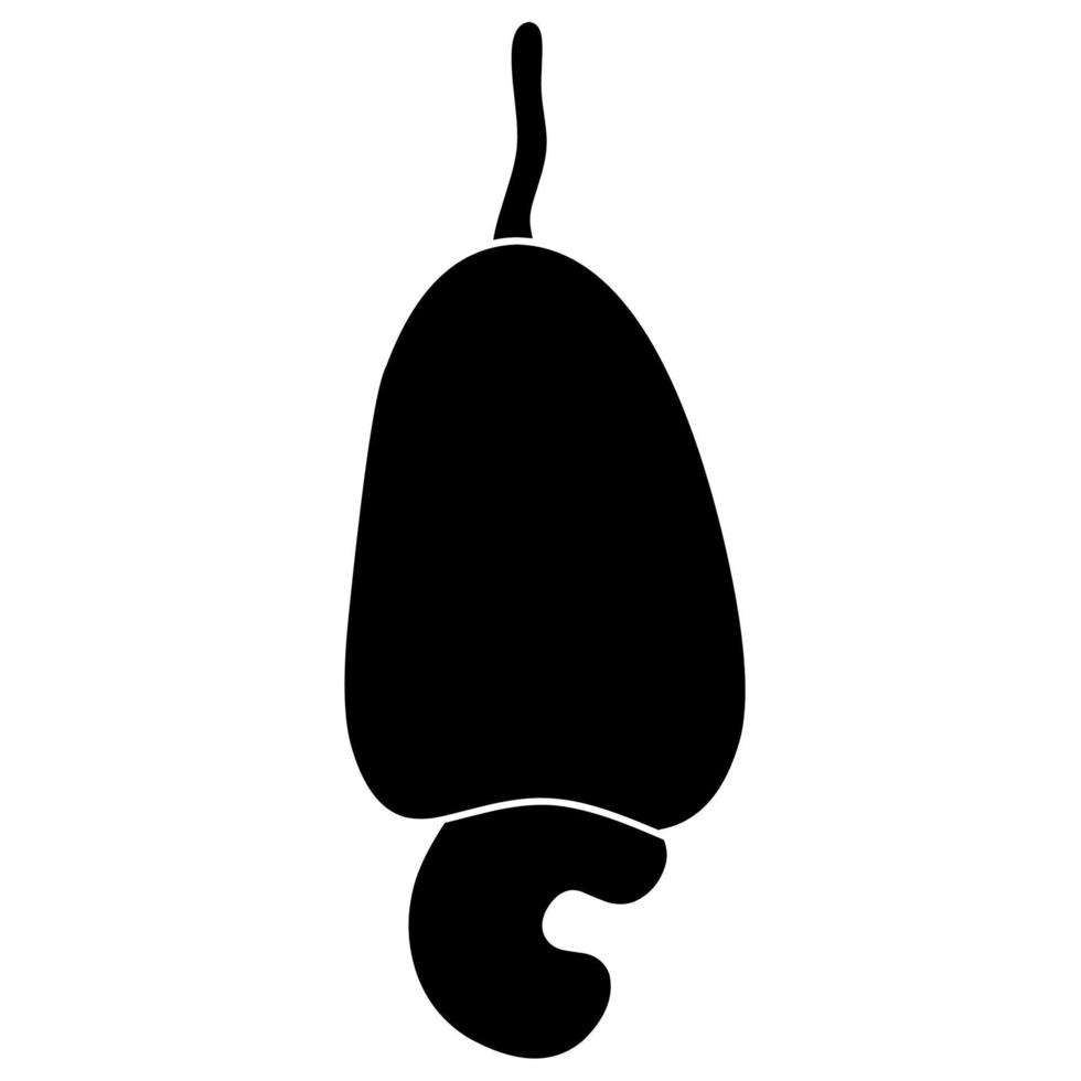 silueta negra de la nuez de anacardo negra sobre un fondo blanco. colgando frutos y semillas. ideal para logotipos e imágenes de artículos web. vector