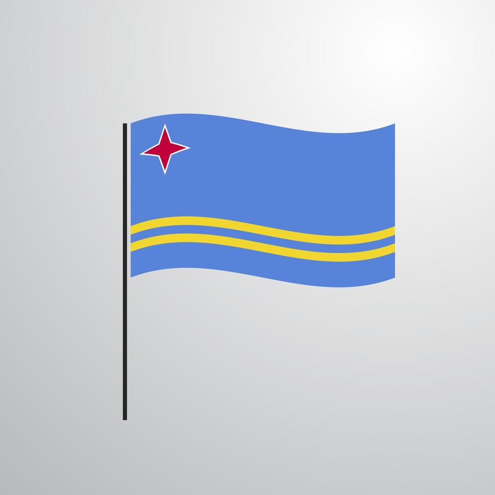 bandera ondeando aruba vector