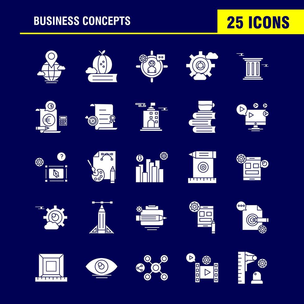 Business Concepts Solid Glyph Icons Set For Infographics Mobile UXUI Kit And Print Design Include Direction Board Board Direction Right Floppy Disk Cloud Collection Modern Infographic Logo a vector