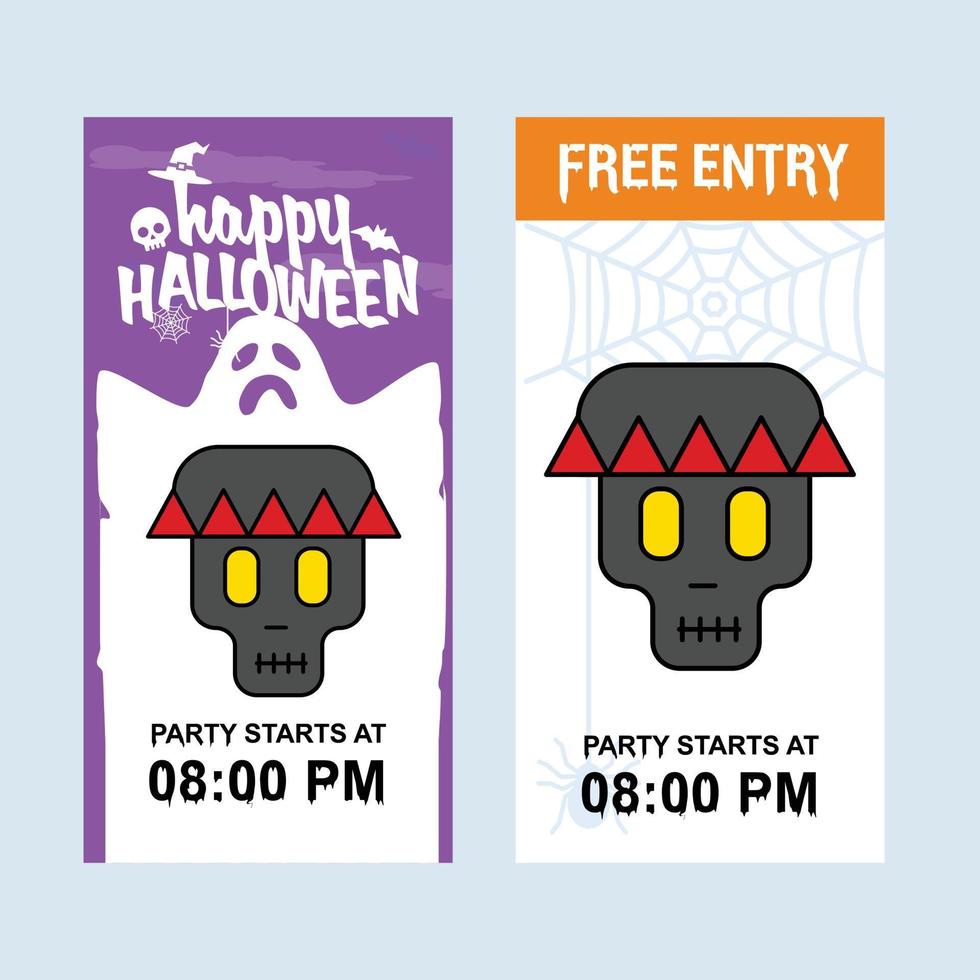 diseño de invitación de halloween feliz con vector de calavera