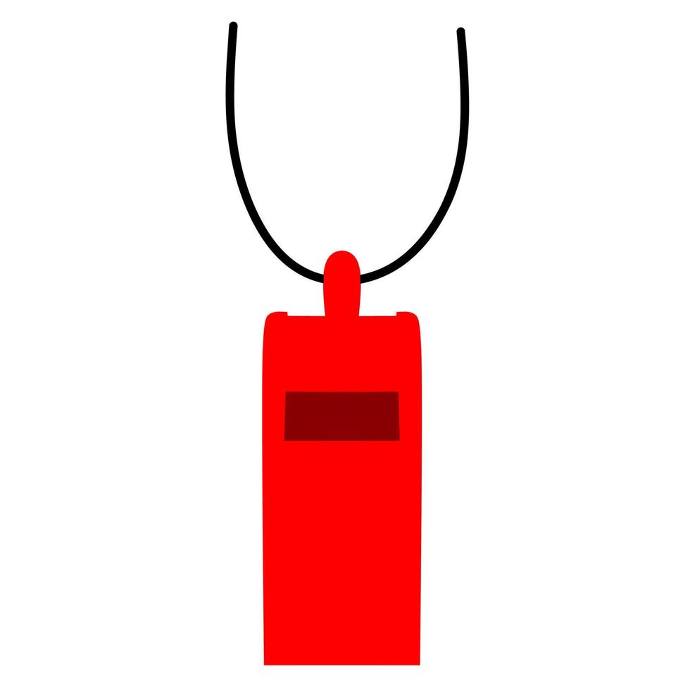 red whistle icon with string on white background. Perfect for football, basketball and police referee whistles. Vector illustration