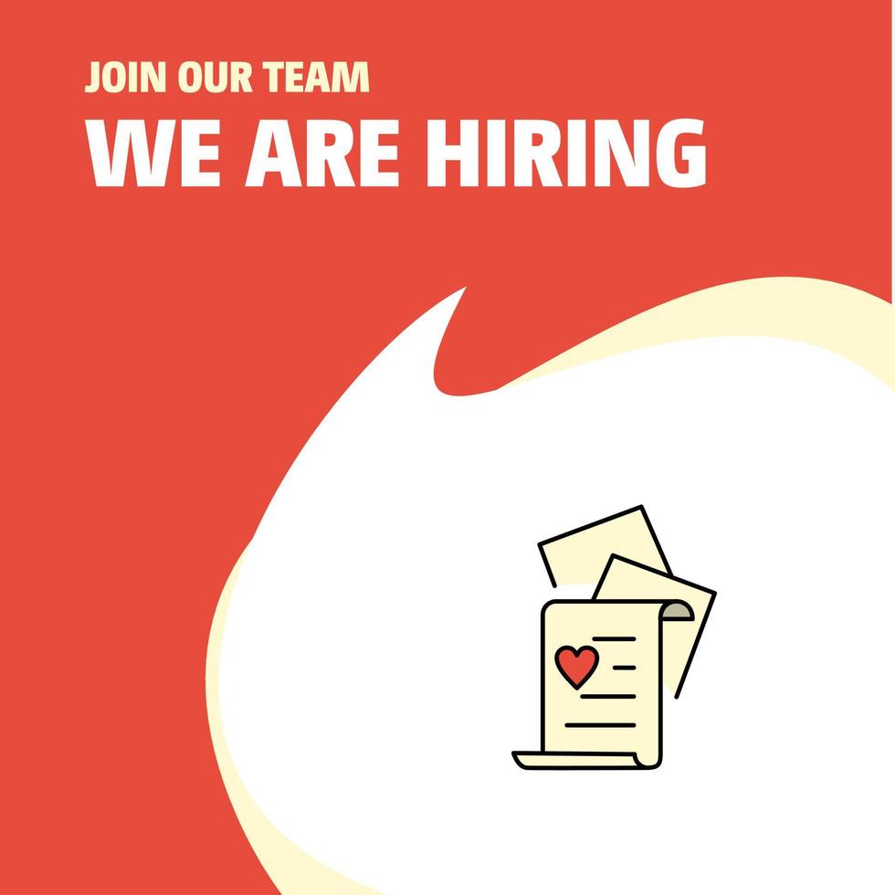 Join Our Team Busienss Company Documents We Are Hiring Poster Callout Design Vector background
