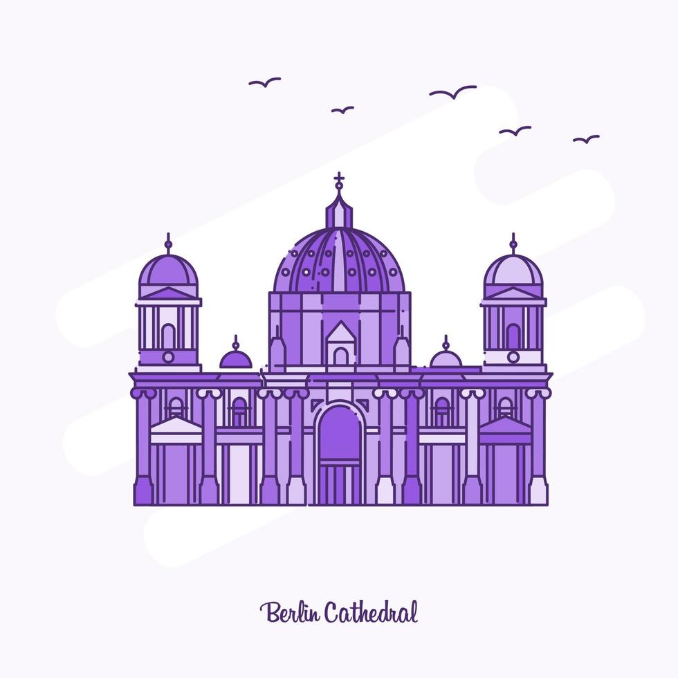 BERLIN CATHEDRAL Landmark Purple Dotted Line skyline vector illustration