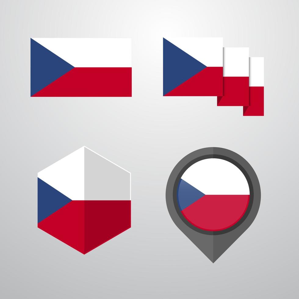 Czech Republic flag design set vector