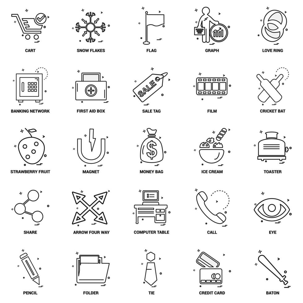 25 Business Concept Mix Line Icon set vector