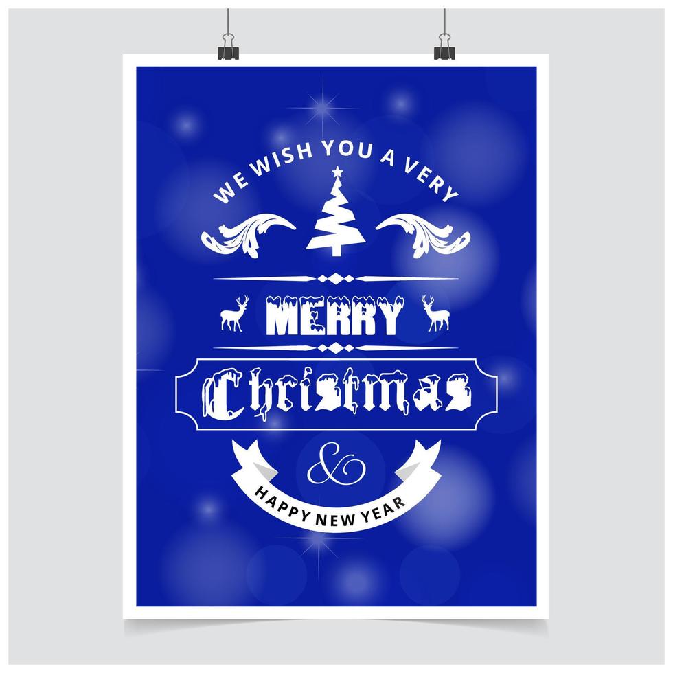 feliz navidad diseño creativo con vector de fondo azul