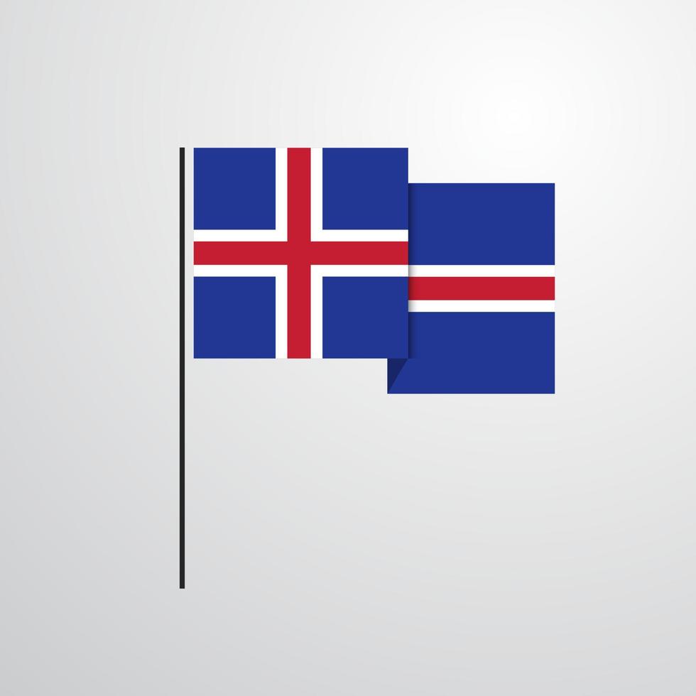 vector de diseño de bandera ondeante de islandia