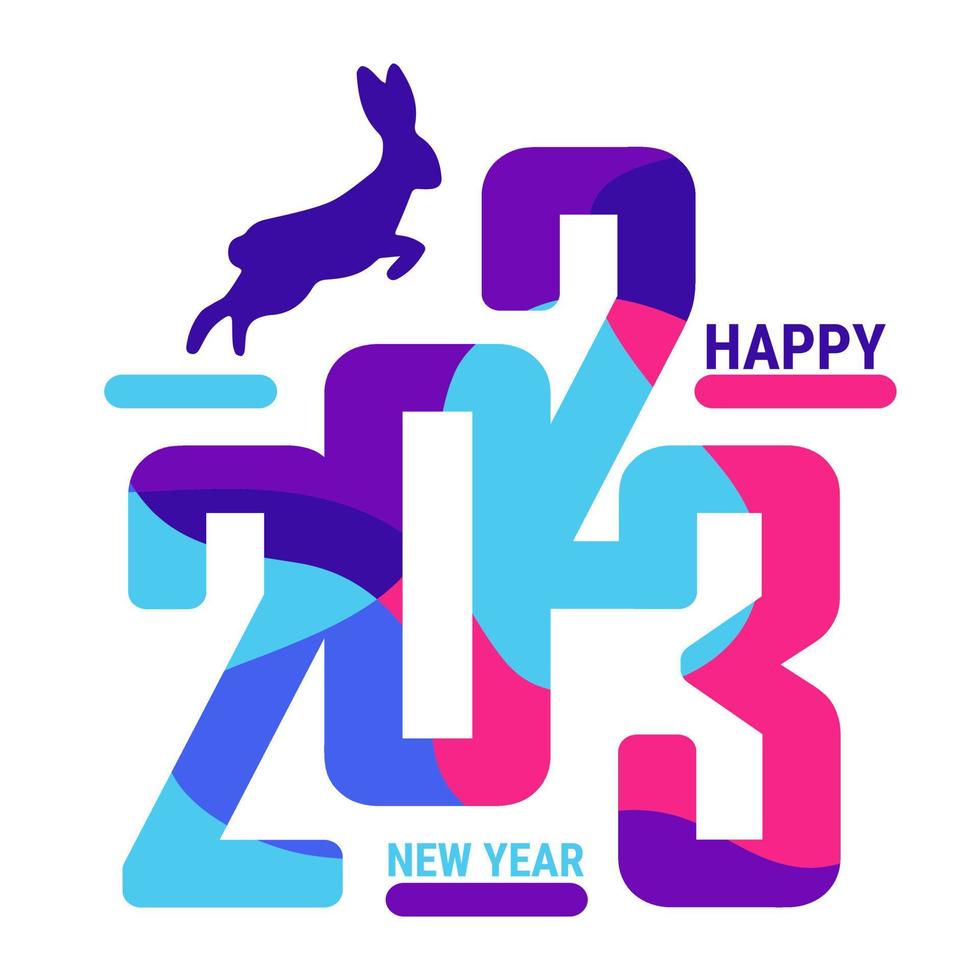 Happy New Year 2023 flyer, banner. Logo calendar cover design template. Business diary cover for 2023 with wishes. Vector illustration. Isolated on a white background. Eps10