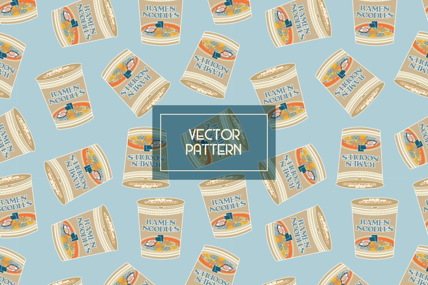 Ramen cup instant noodles abstract food vector seamless repeat pattern