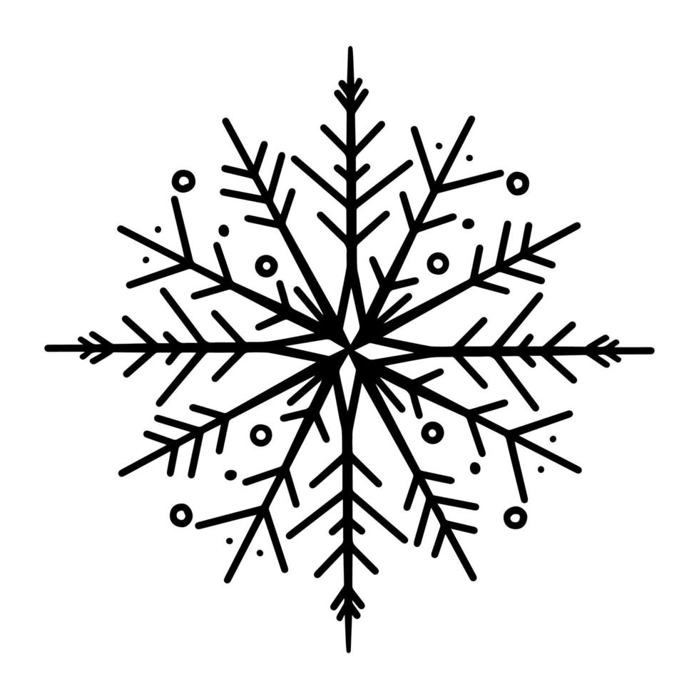 Black and white snowflake doodle vector illustration for winter holiday window decoration. Stickers and decal design.