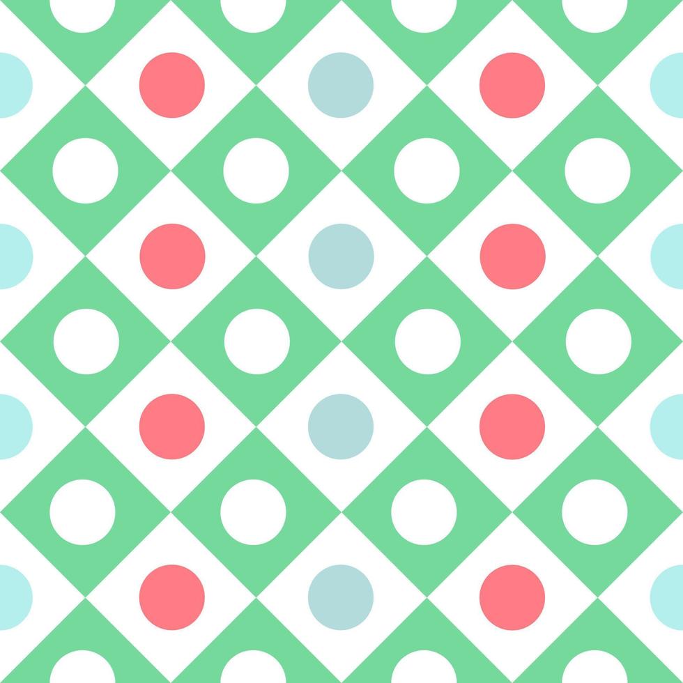 Cute Polkadot Circle Round Dot Geometry Element  Checkered Plaid Tartan Buffalo Scott Gingham Pattern Cartoon Vector Seamless Pattern Print Mat Background.