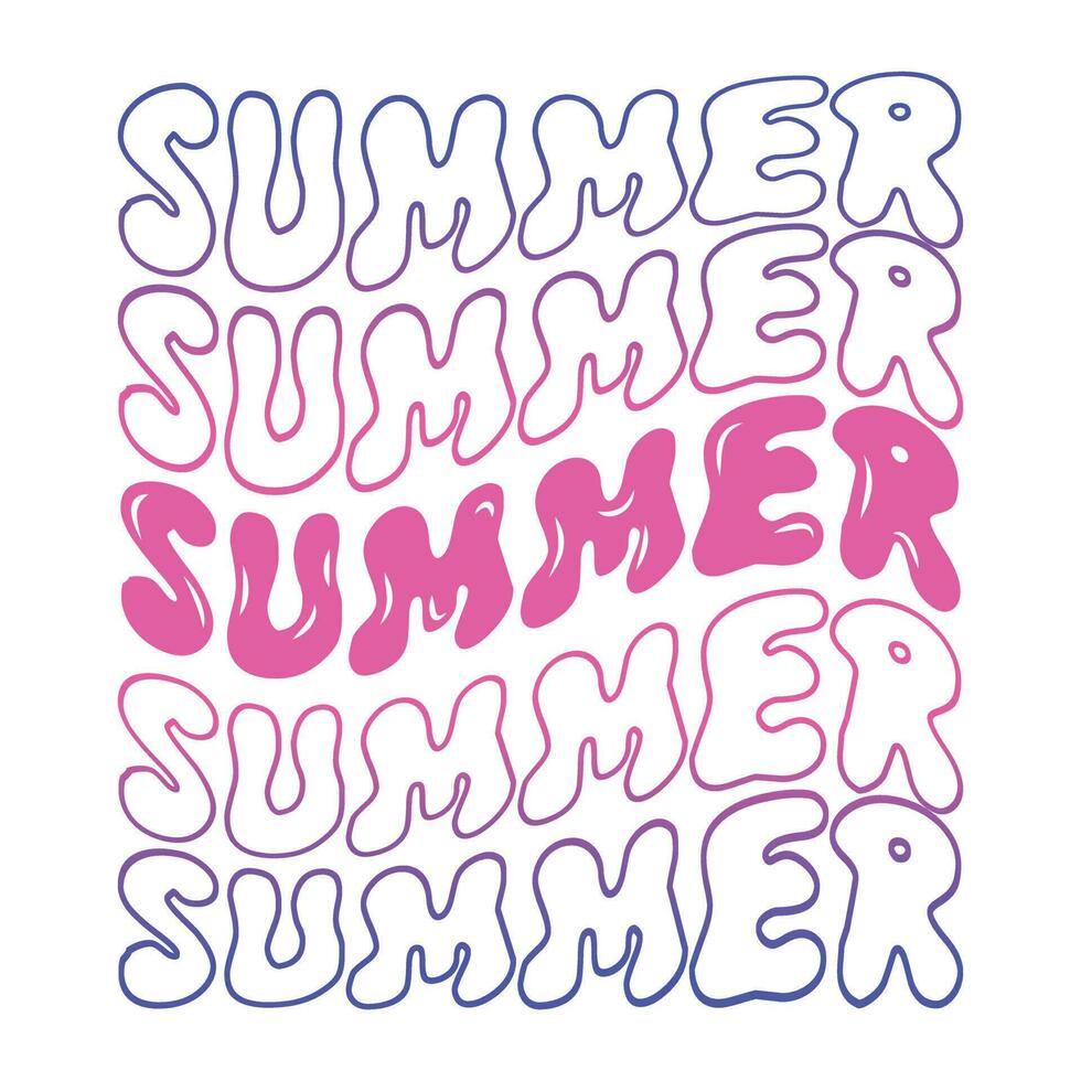 New wavy summer quote colorful svg cut files typography tshirt design vector