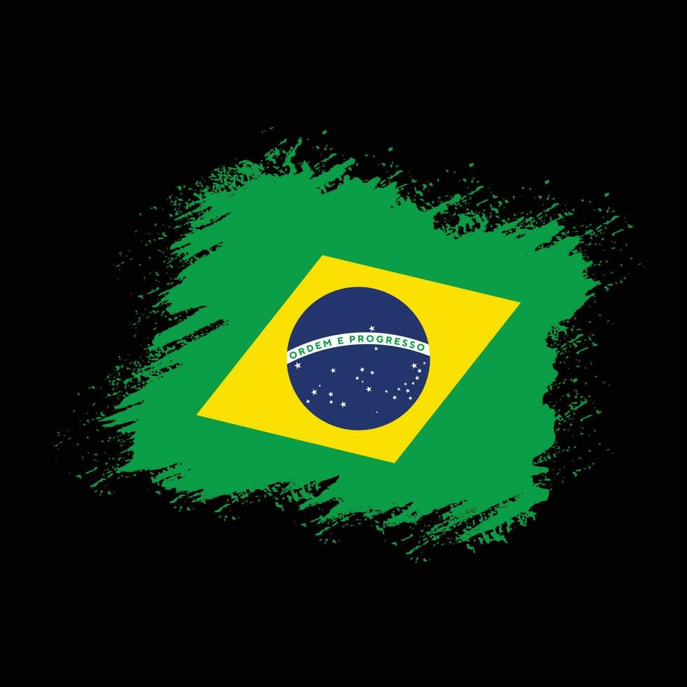 Grunge texture splash Brazil flag vector