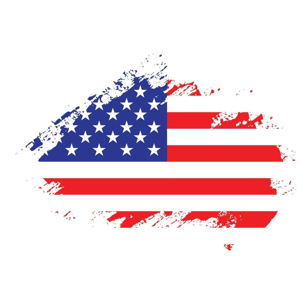 New American hand paint grunge flag vector