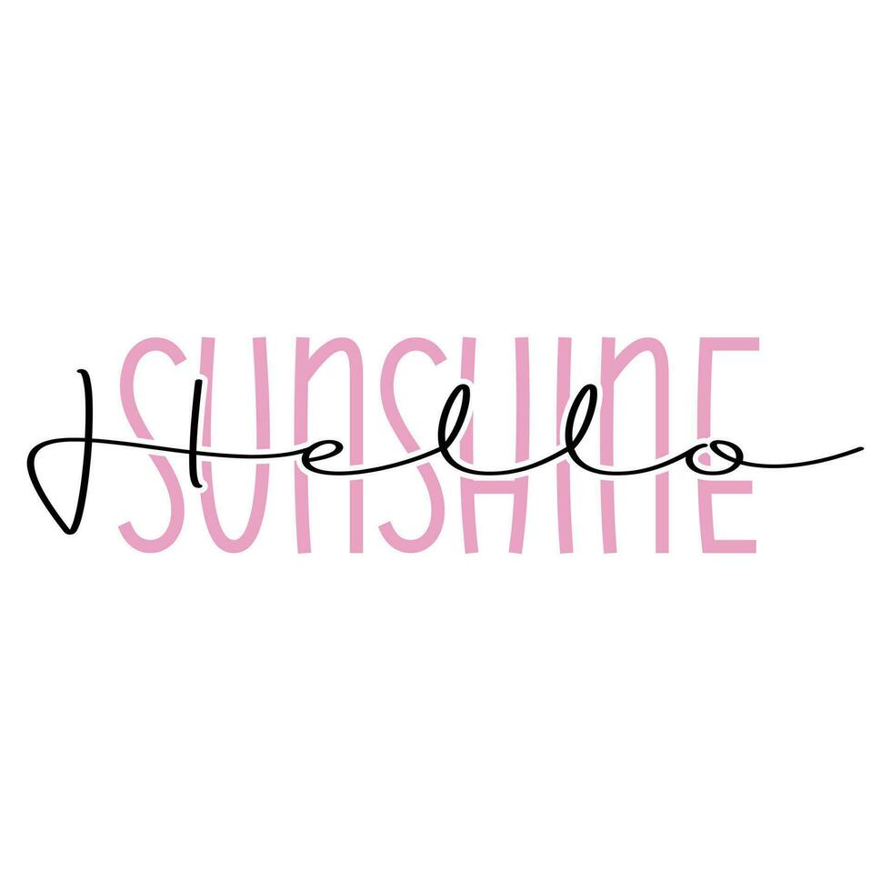 Calligraphy simple summer quotes hello sunshine colorful svg cut files typography tshirt design vector