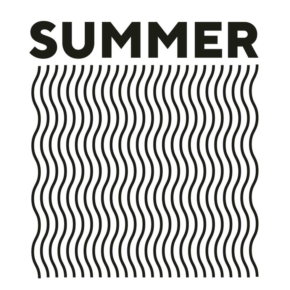 Wavy line art summer quotes best typography tshirt design for print vector