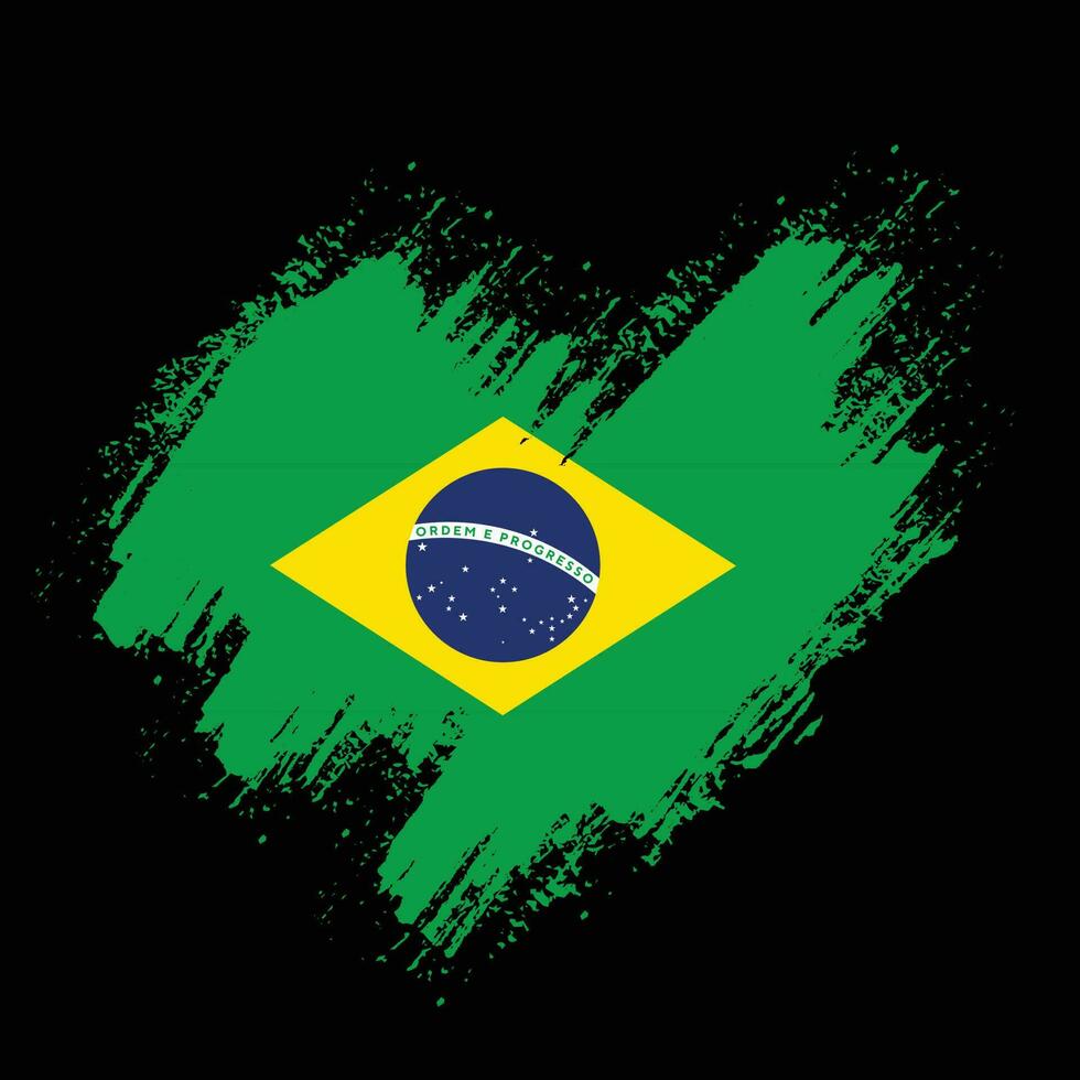 Grunge texture distressed Brazil flag vector