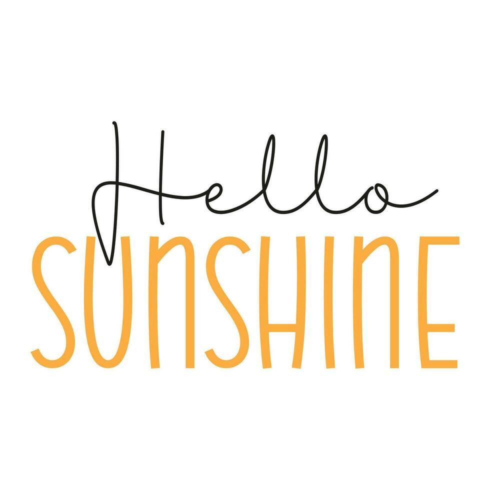 New colorful summer quotes hello sunshine calligraphy svg cut files typography tshirt design vector