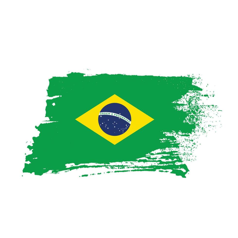 Flat grunge texture abstract Brazil flag vector