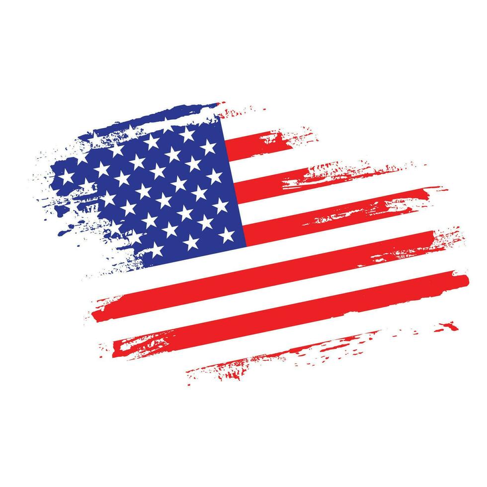 Professional brush effect American flag vector