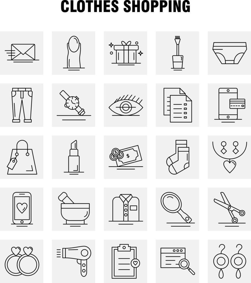 Clothes Shopping Line Icon for Web Print and Mobile UXUI Kit Such as File Sale Shopping Rate Shopping Hand Bag Tag Pictogram Pack Vector