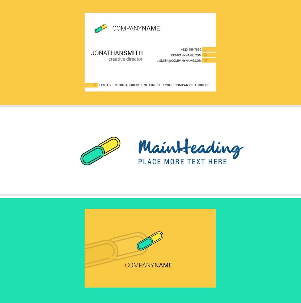 Beautiful Paper pin Logo and business card vertical Design Vector