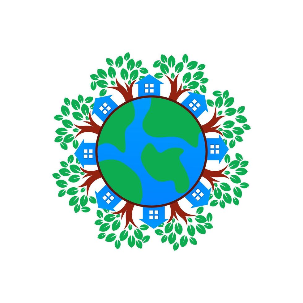 earth home logo design template vector