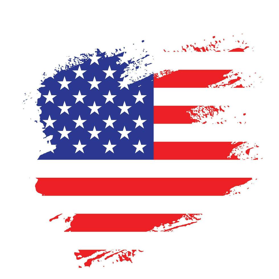 Colorful hand paint American grunge flag vector