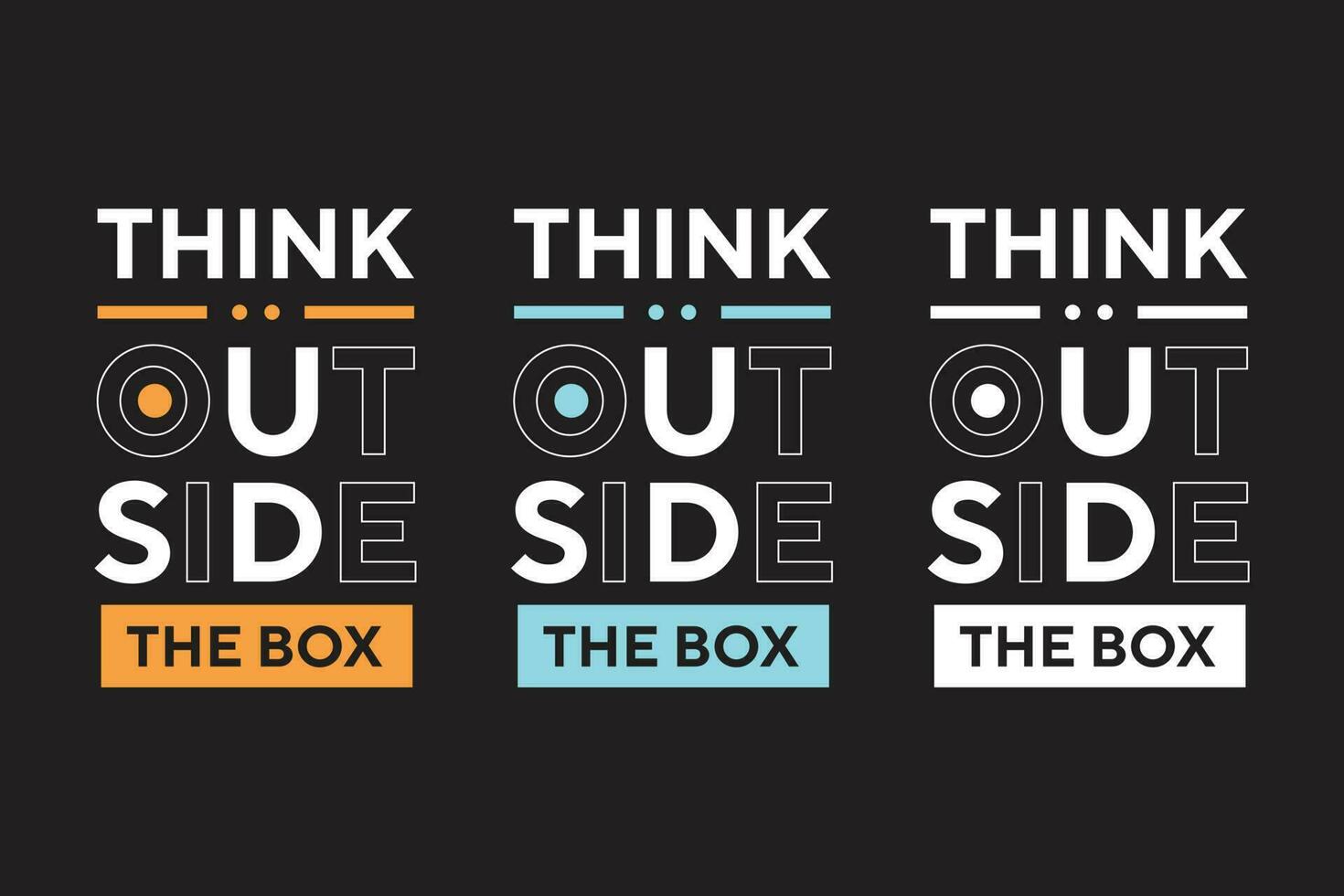 Think outside the box best text effect typography t shirt design set vector