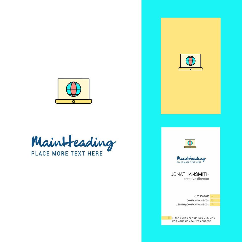 Internet on Laptop Creative Logo and business card vertical Design Vector