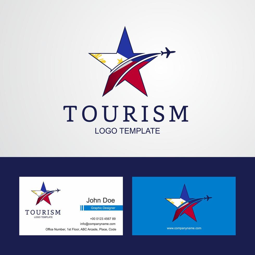 logotipo de estrella creativa de bandera de filipinas de viaje y diseño de tarjeta de visita vector