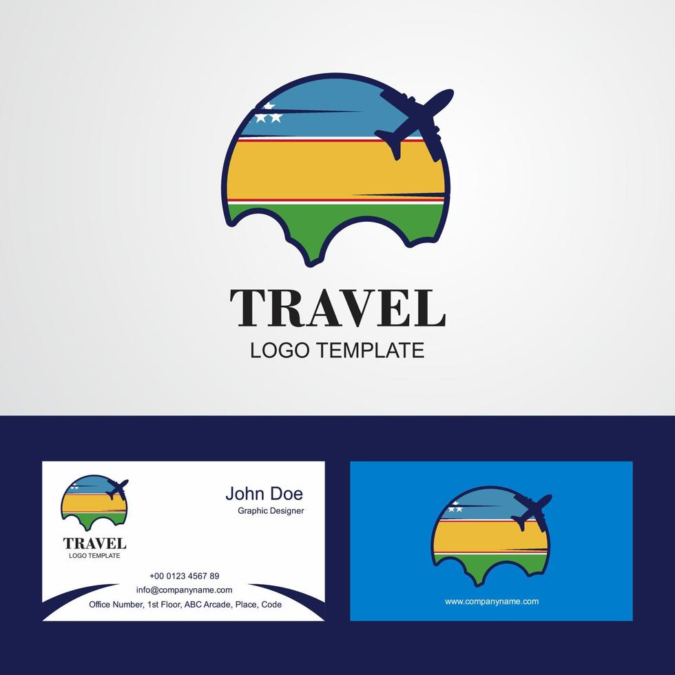 Travel Karakalpakstan Flag Logo and Visiting Card Design vector