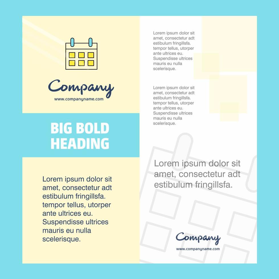 Calendar Company Brochure Title Page Design Company profile annual report presentations leaflet Vector Background