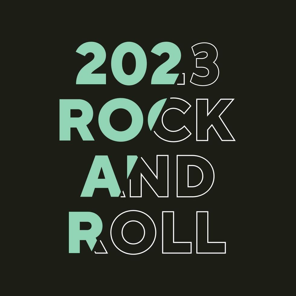 2023 rock and roll new best stock text effect professional unique colorful typography tshirt design vector
