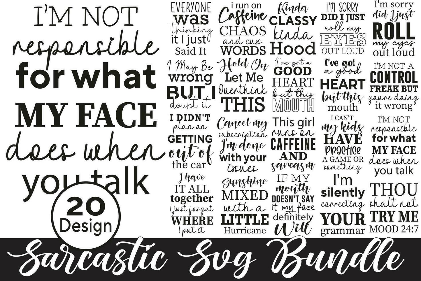 Funny sarcastic svg cut files design bundle vector