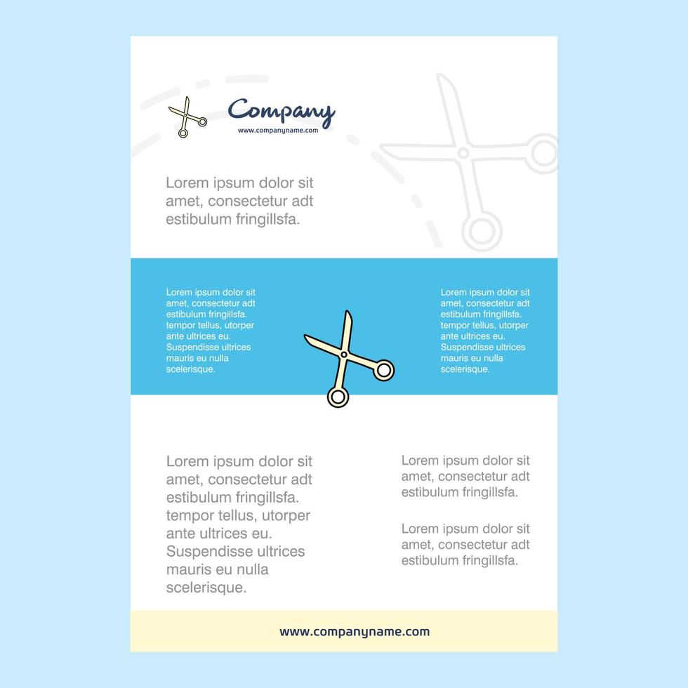 Template layout for Scissor comany profile annual report presentations leaflet Brochure Vector Background