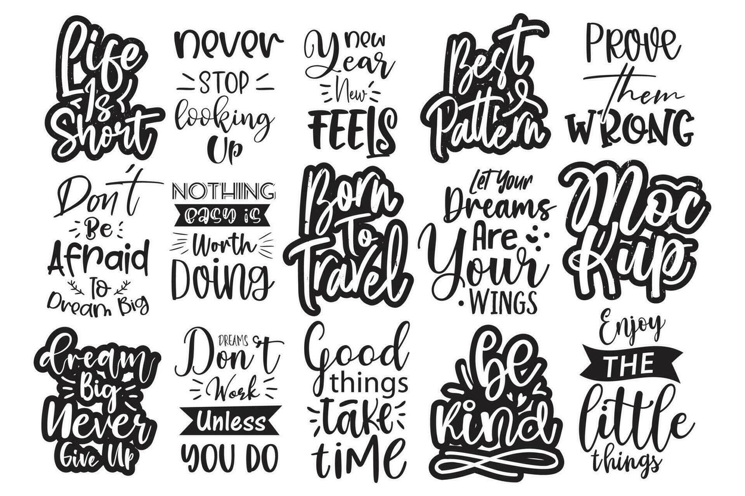 New black and white best simple professional big svg cut files set or bundle typography design vector
