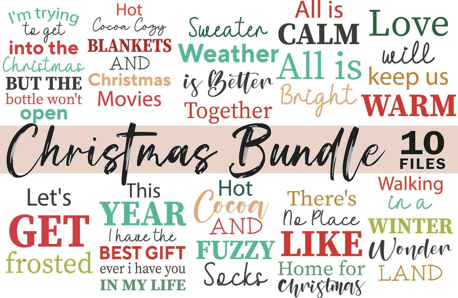Christmas colorful svg cut files design bundle vector