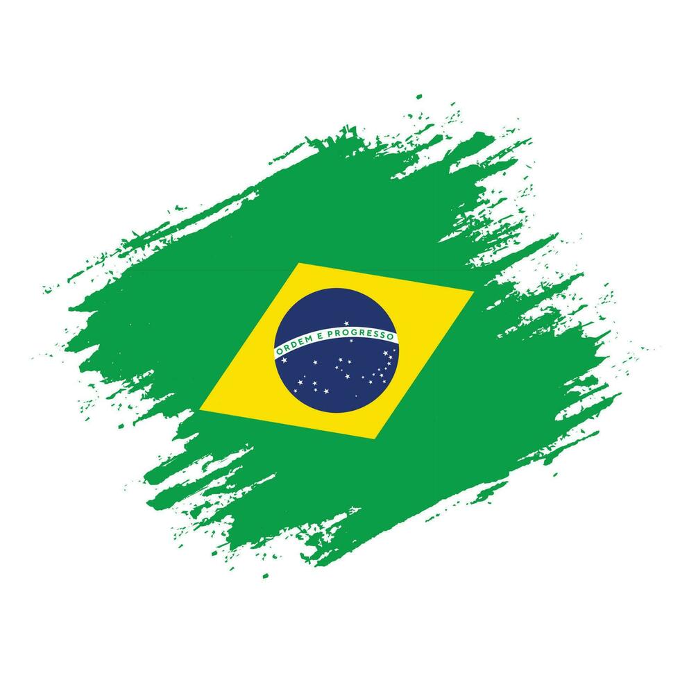 Abstract colorful Brazil grunge texture flag vector