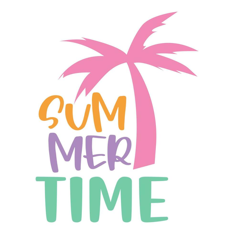 mejores citas de verano horario de verano colorido svg archivos recortados tipografía camiseta con árbol de coco vector