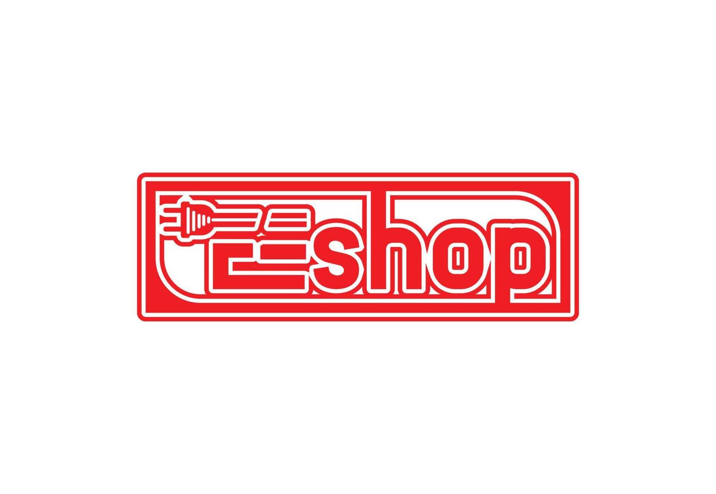 E shop logo and sticker design template vector
