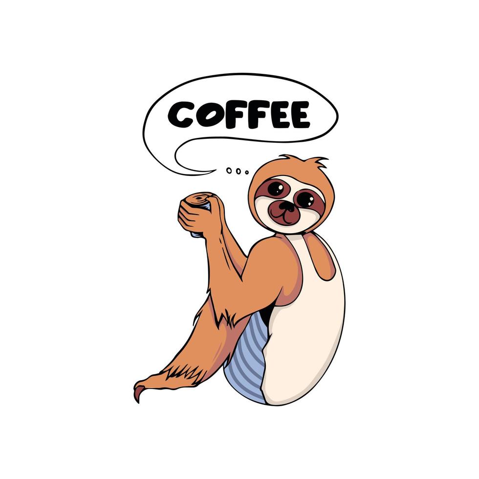 Feeling Slothee Need More Coffee t shirt design and sticker vector