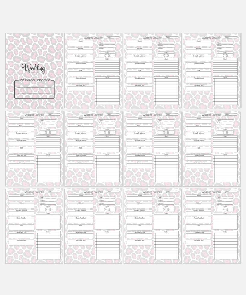 Wedding Template. Wedding Guest List vector