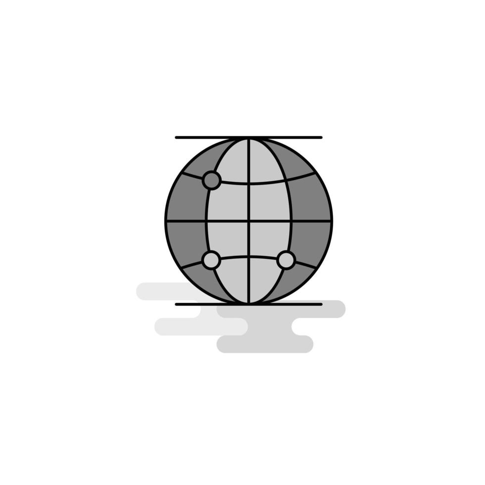 Globe Web Icon Flat Line Filled Gray Icon Vector