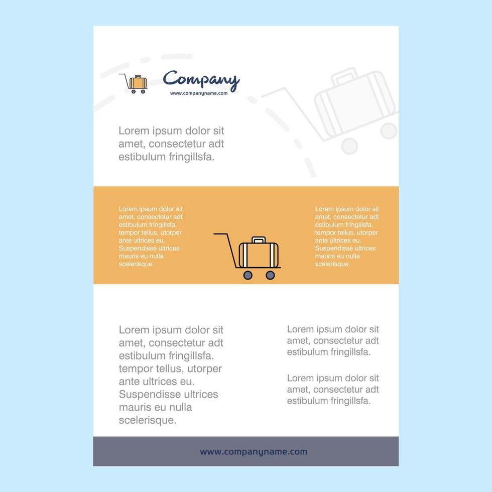 Template layout for Luggage cart comany profile annual report presentations leaflet Brochure Vector Background